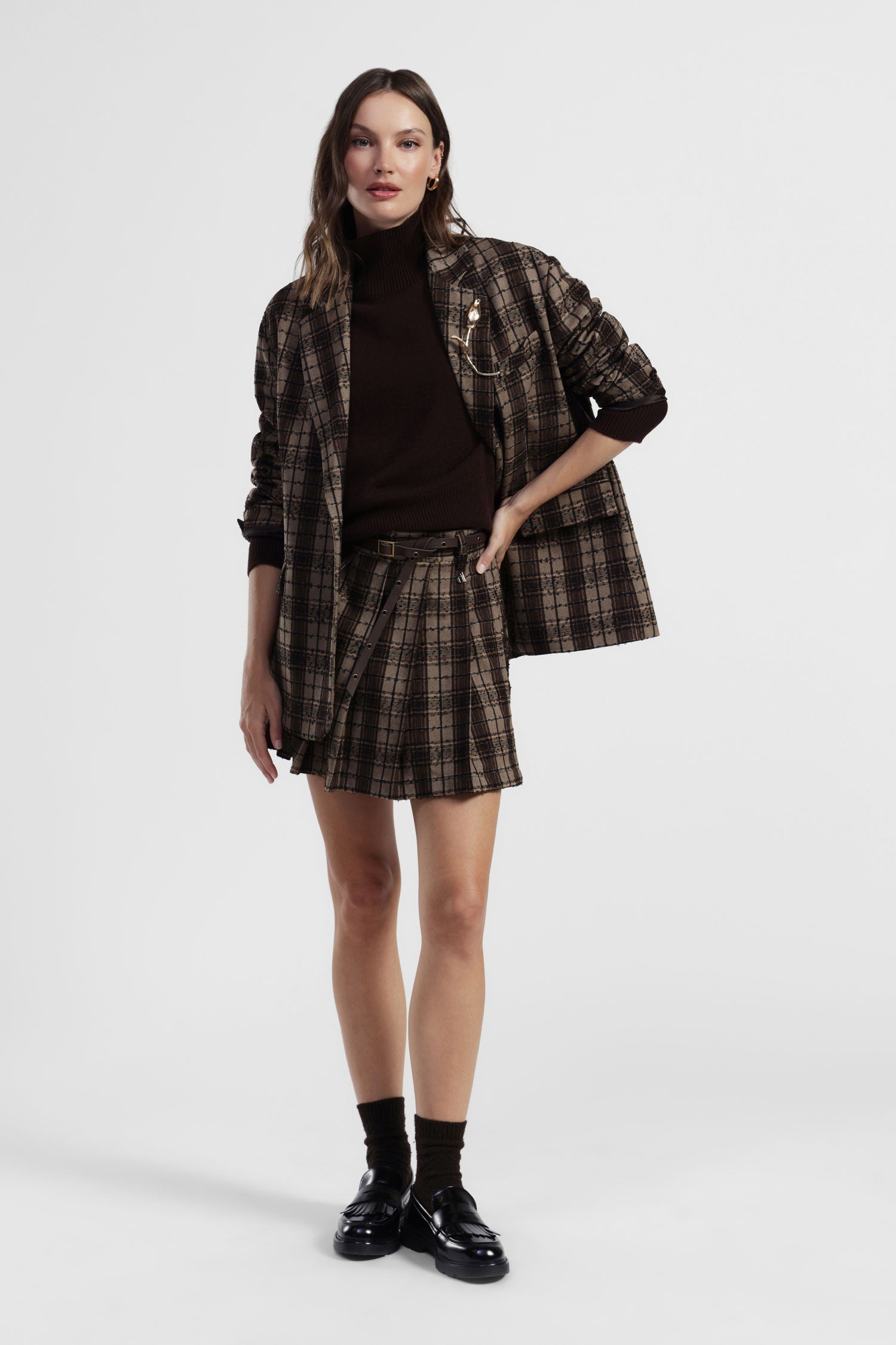 Gonna corta a pieghe fantasia scozzese con cintura DIXIE Lizzy Roma