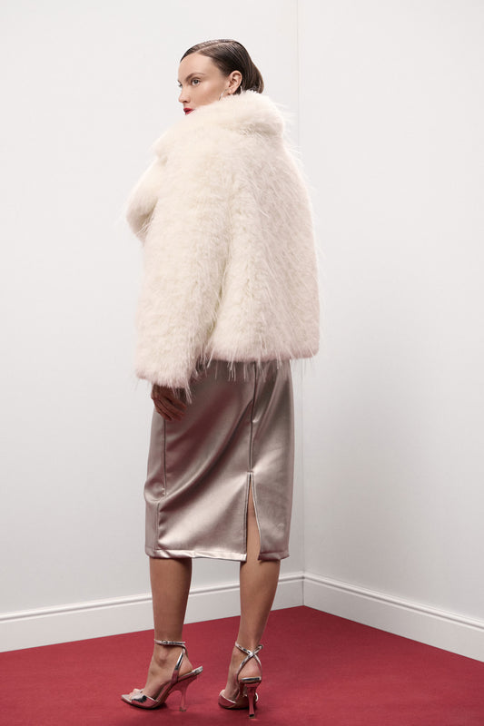 Gonna a tubino midi vita alta con spacco posteriore