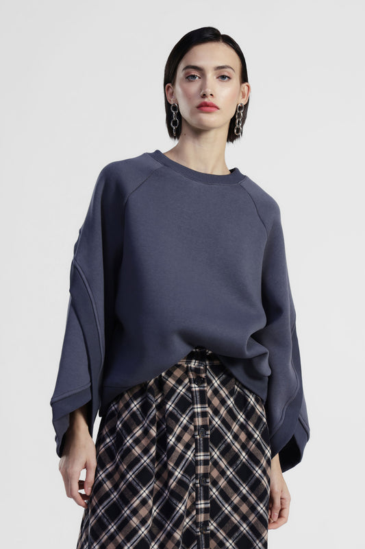 Felpa girocollo con maniche ampie lunghe