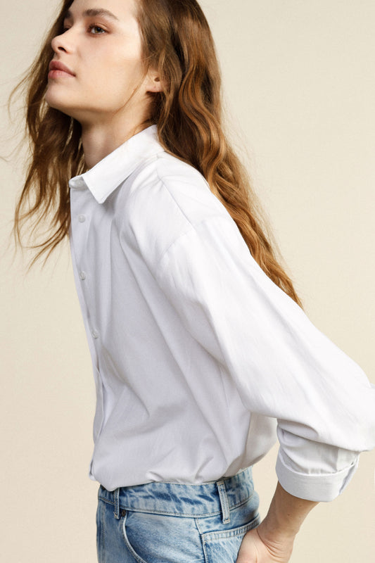 Camicia ampia con colletto classico e maniche 3/4