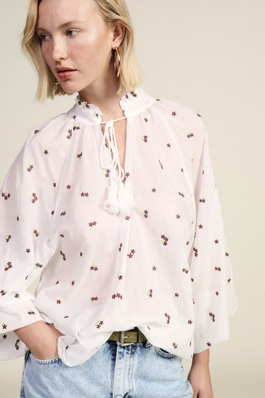 Blusa ampia stampa floreale manica lunga
