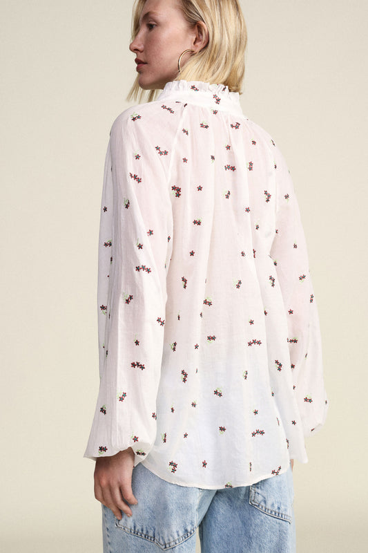 Camicia ampia con stampa floreale e maniche lunghe