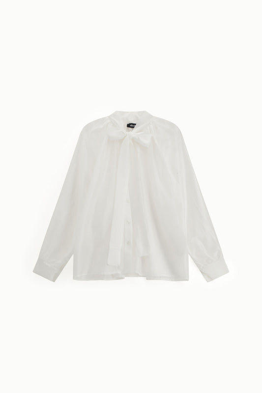 Camicia con fiocco e maniche lunghe