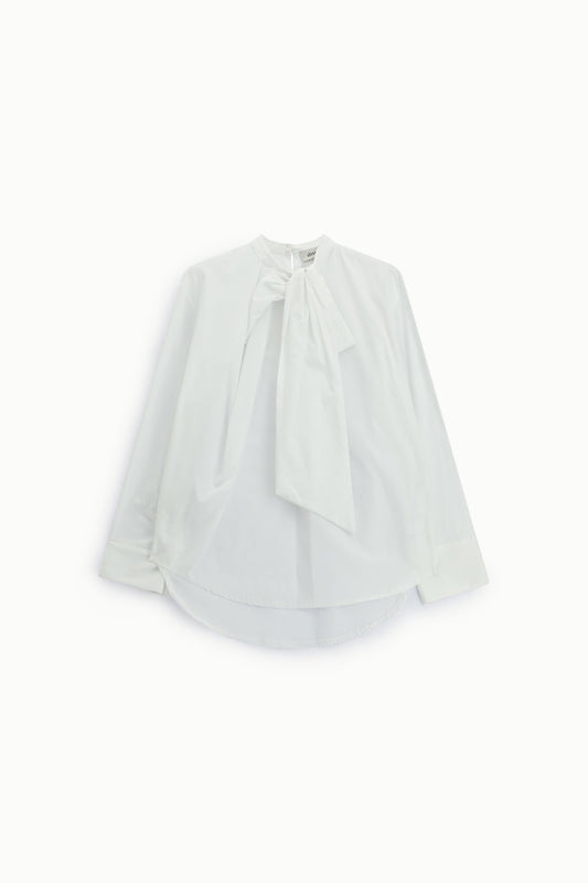 Camicia con fiocco al collo e maniche lunghe