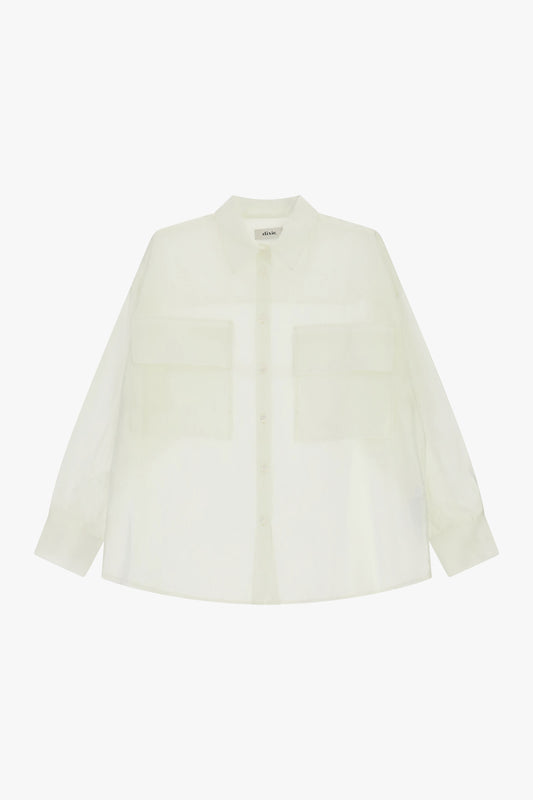 Camicia trasparente con tasche frontali oversize