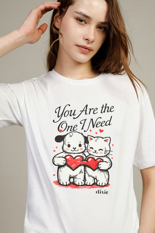 T-shirt stampa cuori con maniche corte