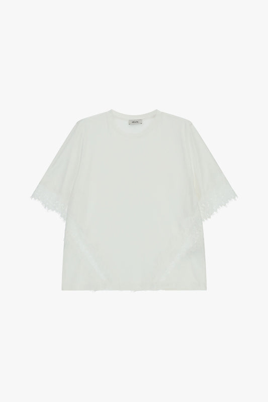 T-shirt maniche corte con inserti in pizzo