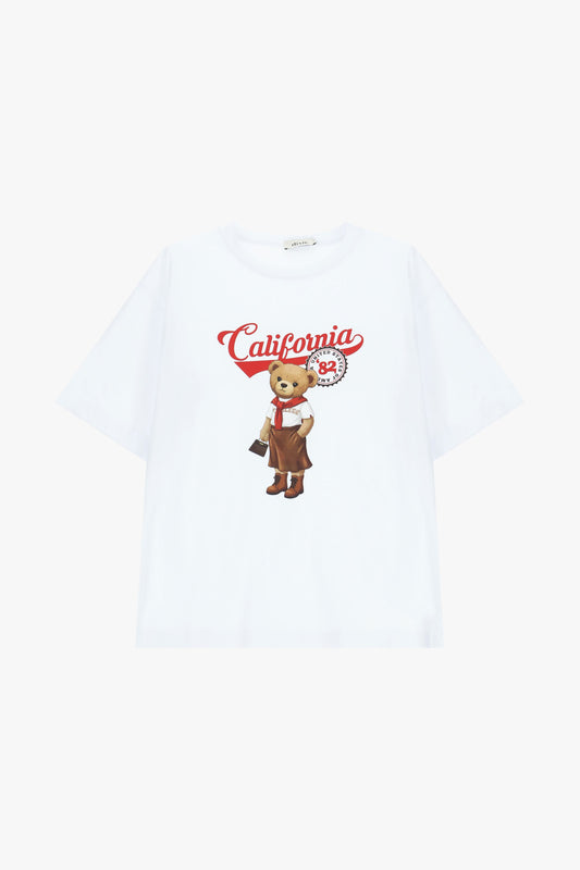 T-shirt a maniche corte stampa orsetto california