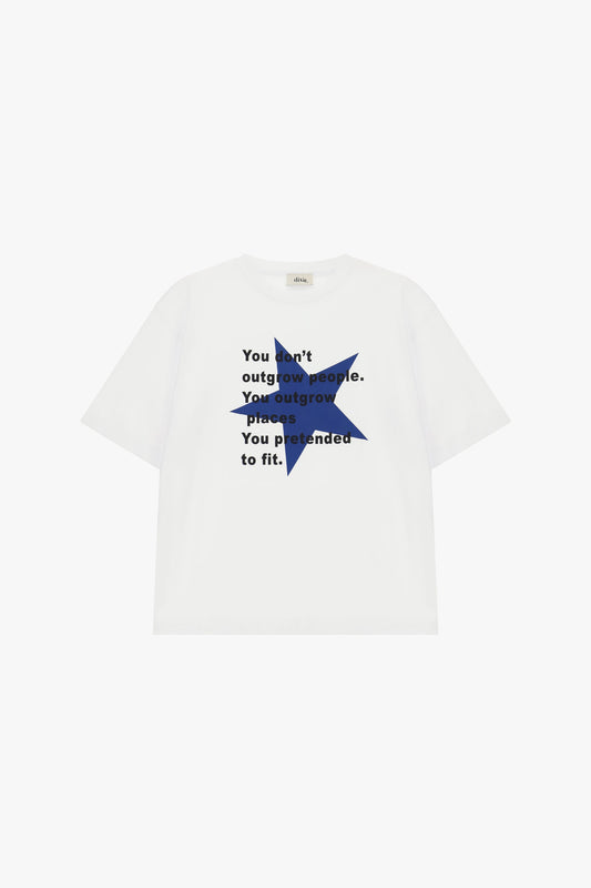 T-shirt girocollo stampa frase e stella frontale