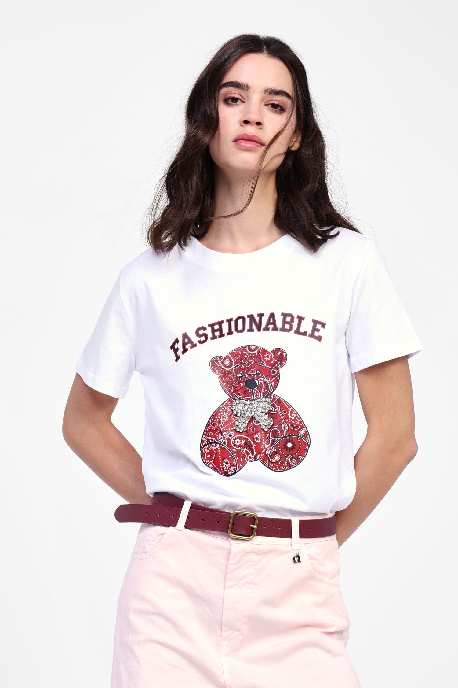 T-shirt con stampa e scollo tondo