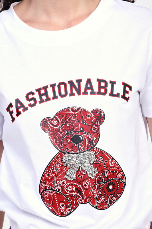 T-shirt con stampa e scollo tondo