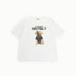 T-shirt girocollo stampa cane e scritta frontale