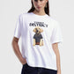 T-shirt girocollo stampa cane e scritta frontale