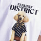 T-shirt girocollo stampa cane e scritta frontale