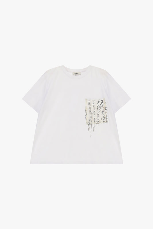 T-shirt a maniche corte con taschino e paillettes