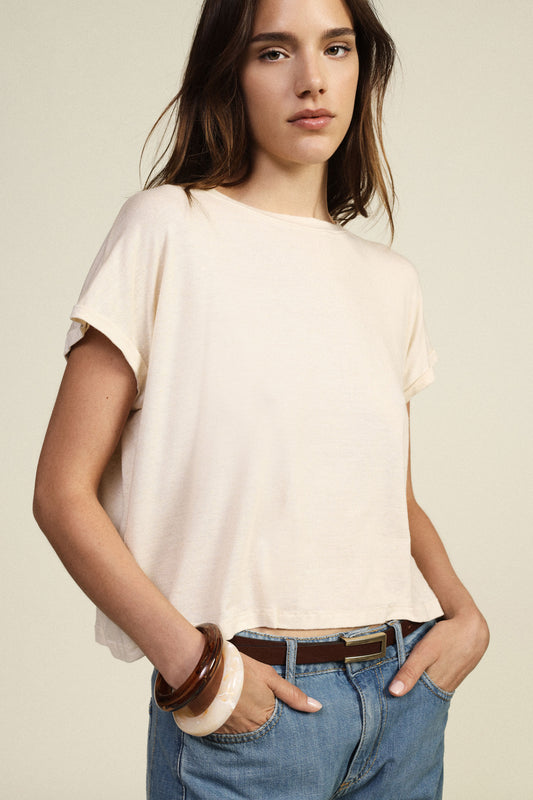 T-shirt corta fit ampio con maniche risvoltate