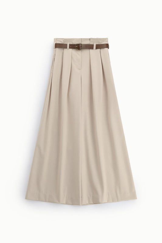Pantaloni palazzo a vita alta con cintura