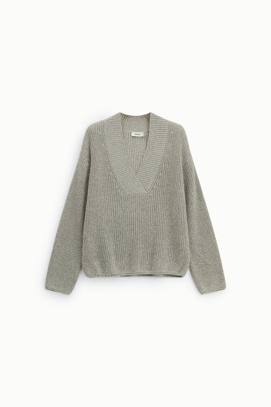 Maglione girocollo a coste con maniche lunghe