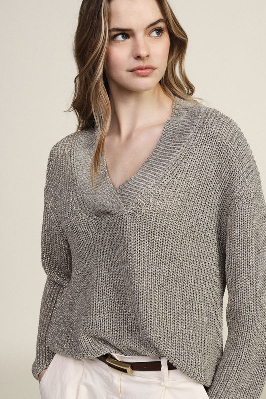 Maglione scollo a v lavorazione grossa