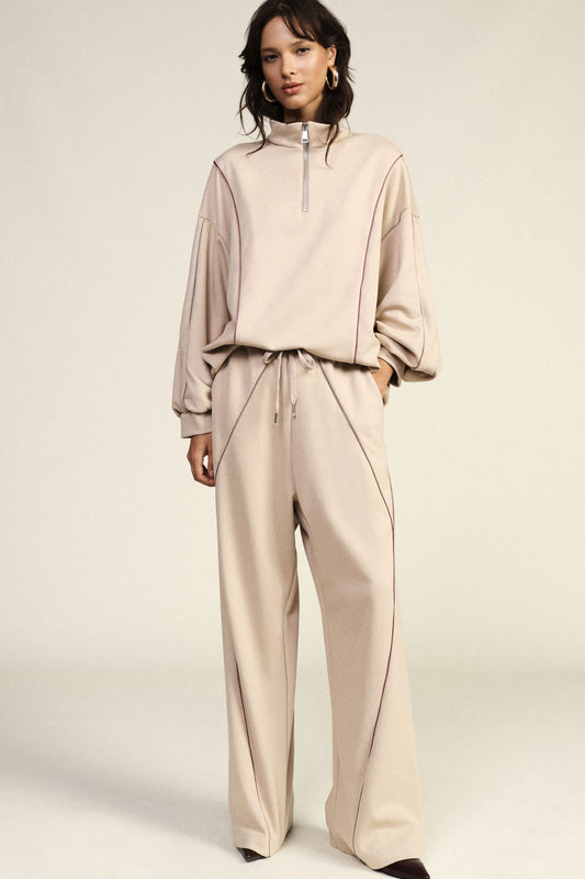 Pantaloni palazzo con dettagli a contrasto e coulisse