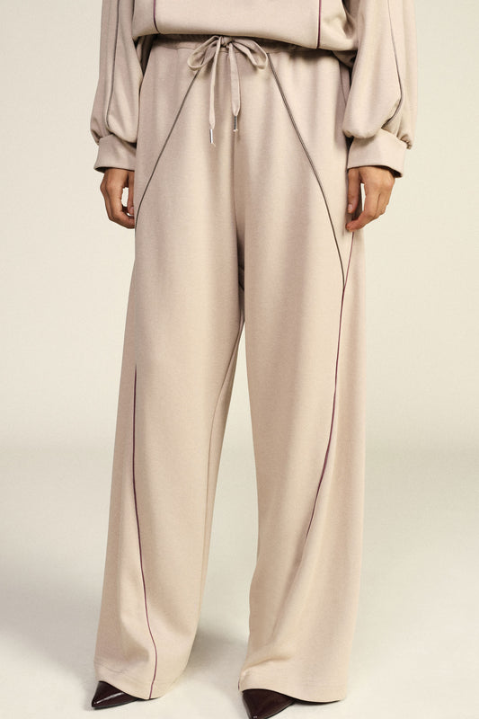 Pantaloni palazzo con dettagli a contrasto e coulisse