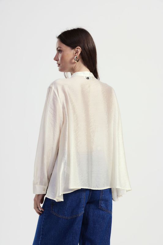 Camicia trasparente fit ampio con colletto coreano