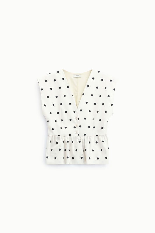 Gilet con peplum e pois, scollo a v