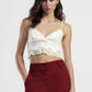 Top corto con scollo a v e bordo in pizzo