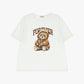 T-shirt girocollo stampa orsetto e lettering