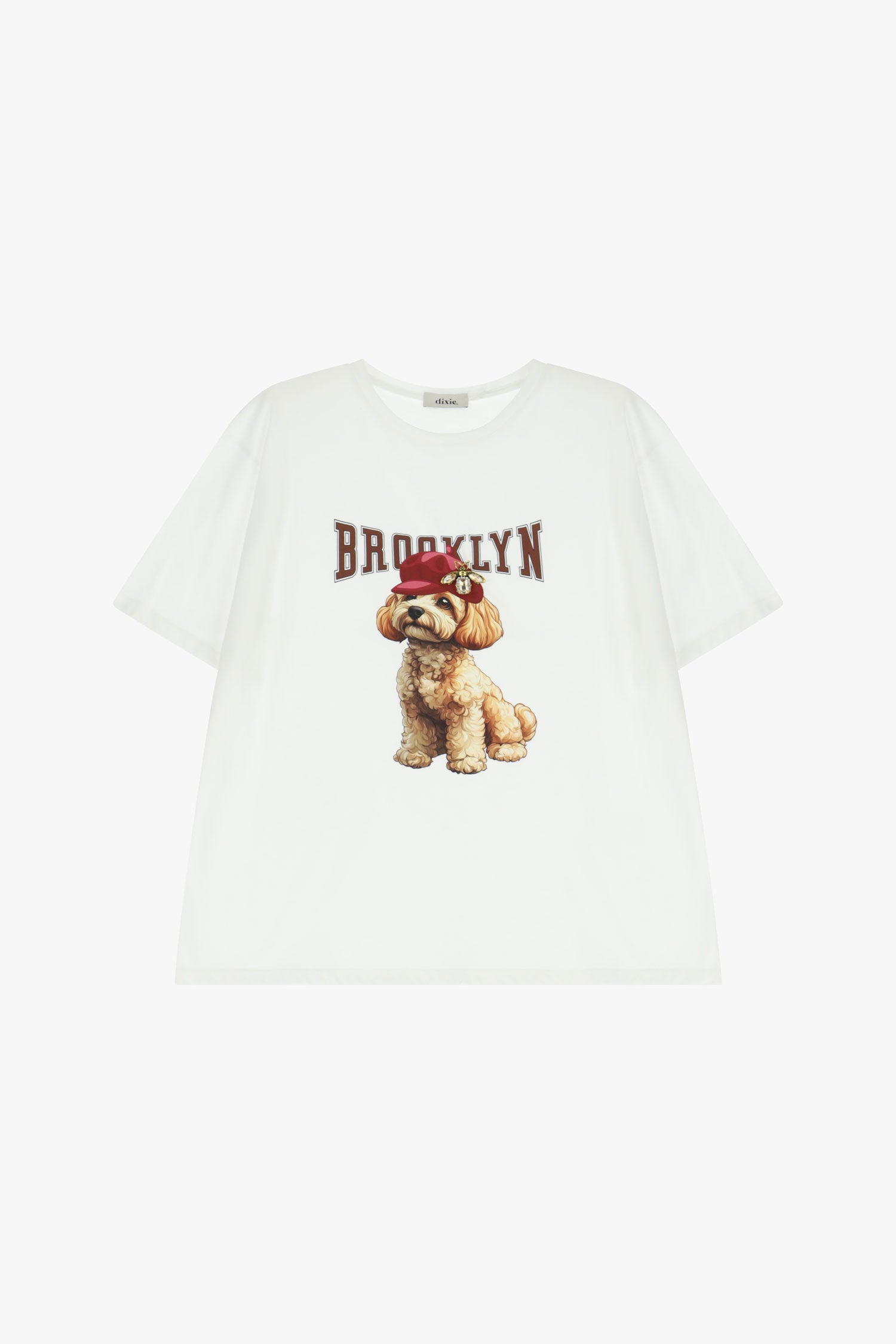 T-shirt girocollo stampa brooklyn e cane
