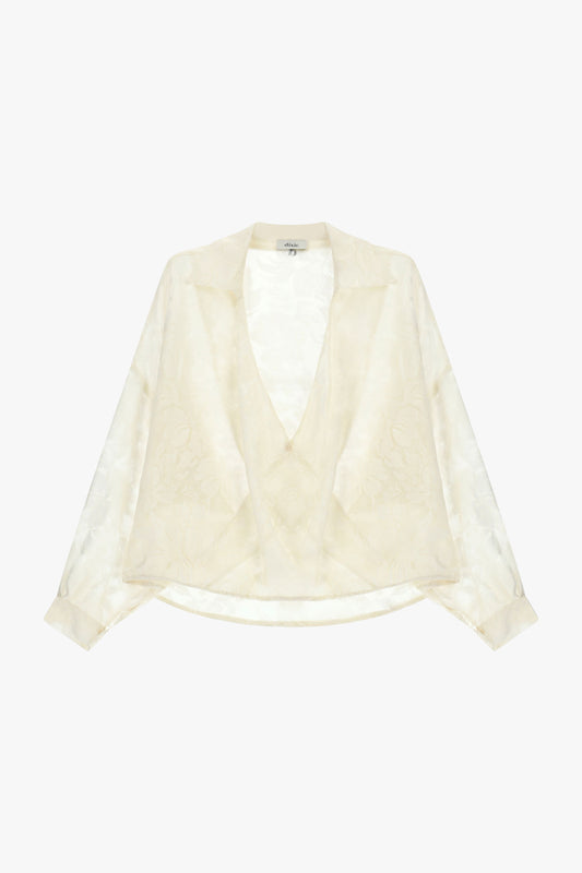 Camicia jacquard incrociata con maniche ampie