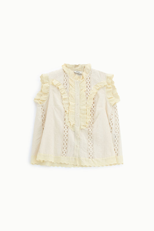 Camicia con pizzo e volant frontali