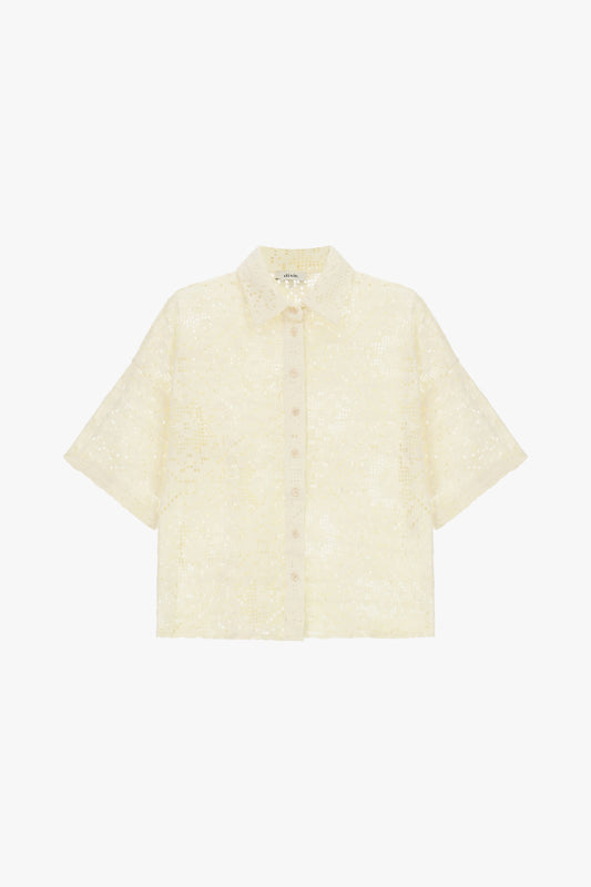 Camicia boxy con maniche corte e motivo traforato