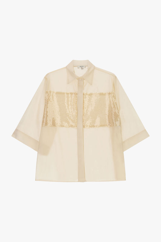 Camicia oversize con maniche ampie e inserti di paillettes