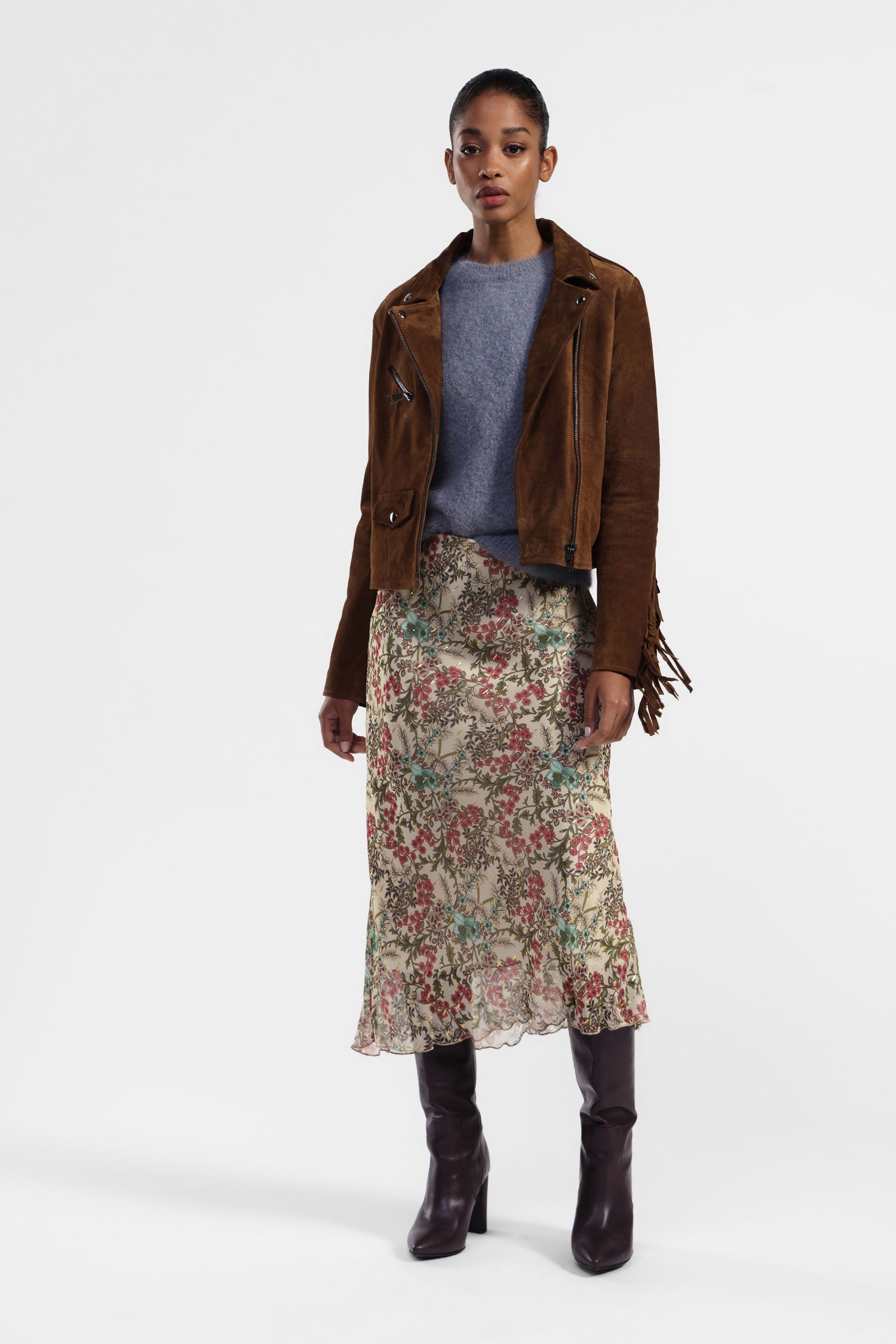 Gonna midi stampata fiori