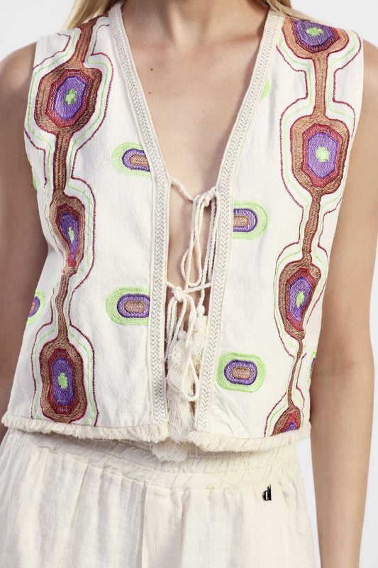 Gilet con dettagli stampati