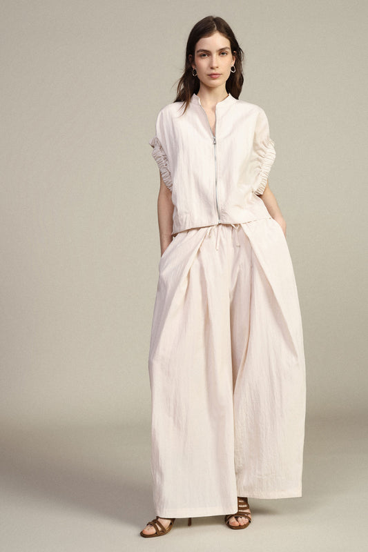 Pantaloni palazzo ampi vita elasticizzata e coulisse