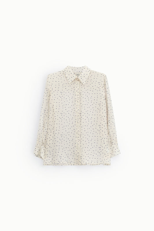 Camicia regular fit a pois con maniche lunghe