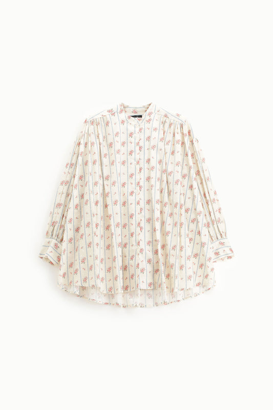 Camicia ampia a fiori con collo alla coreana