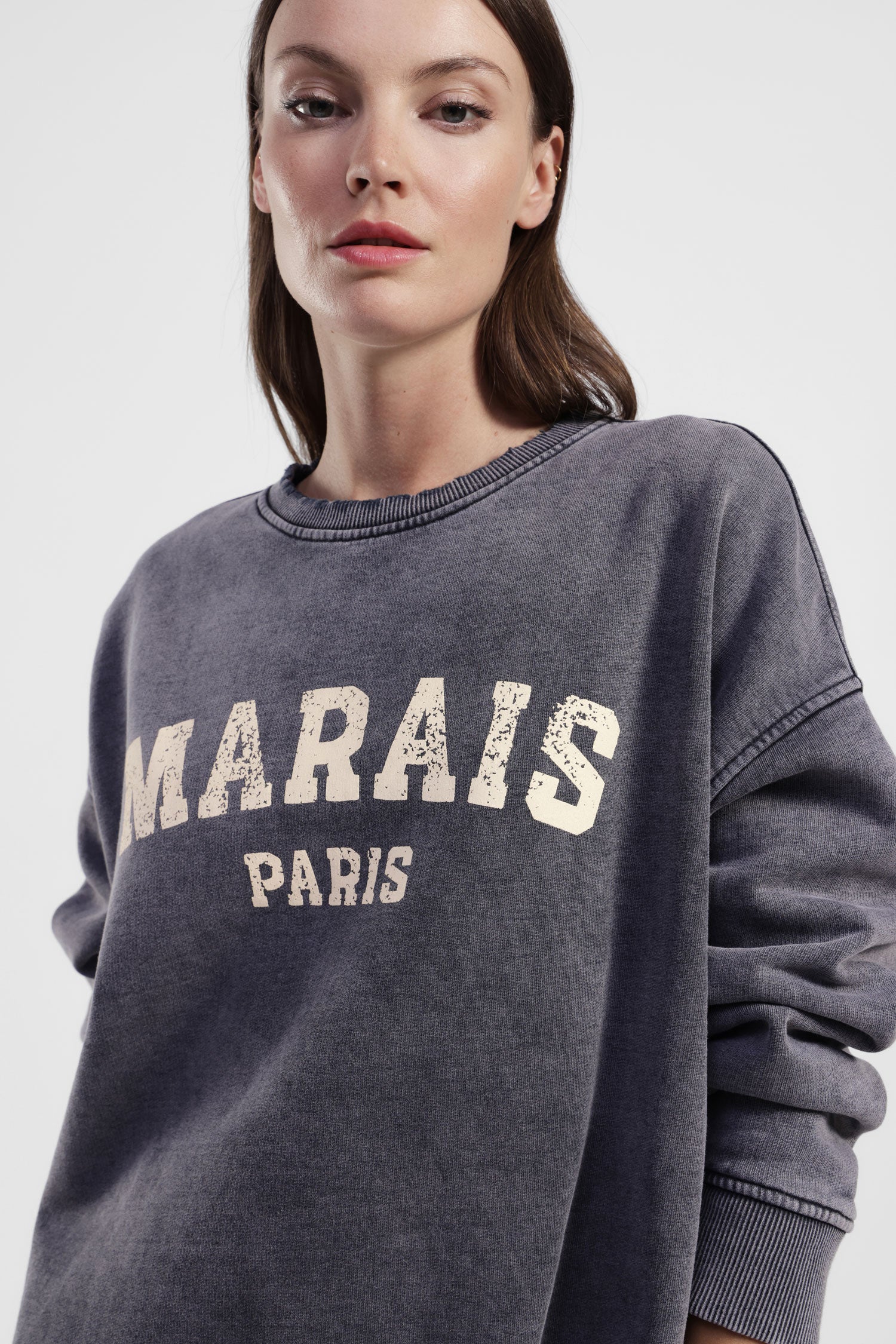 Felpa girocollo stampa frontale ampia