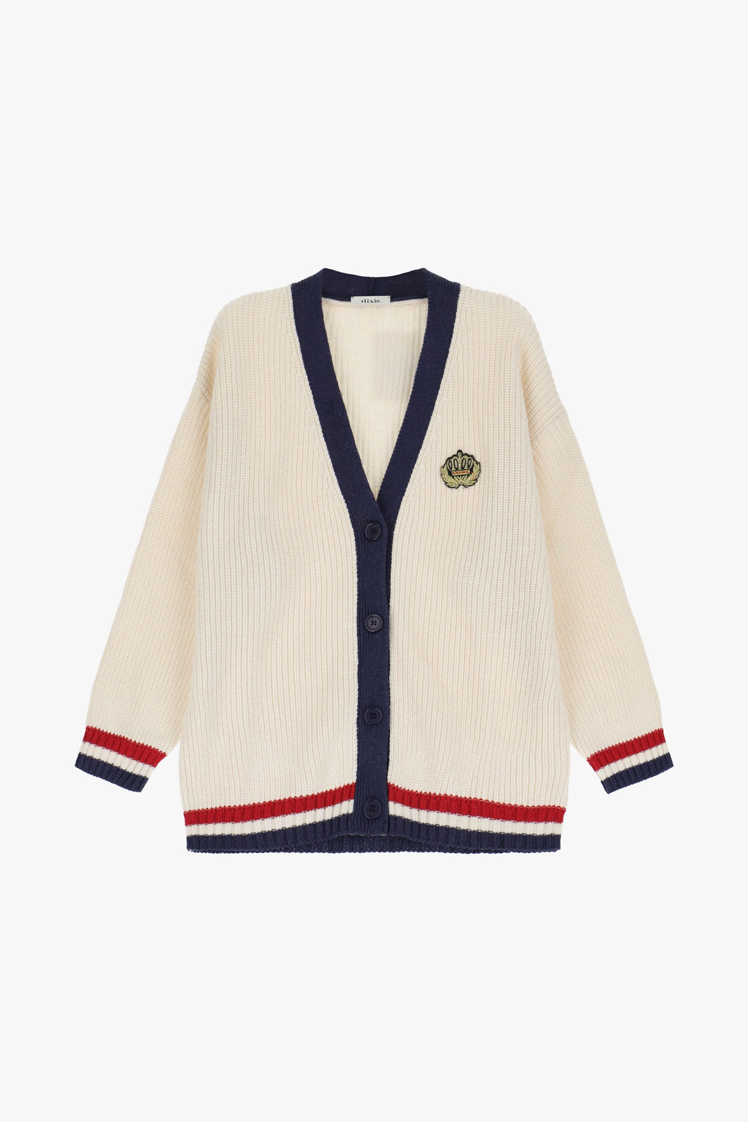 Cardigan con bottoni frontali e orli a contrasto