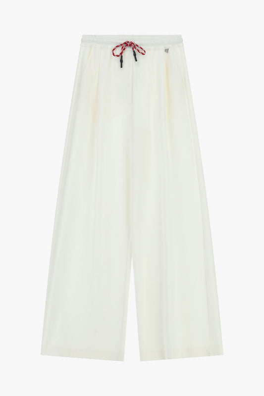 Pantaloni palazzo con vita elasticizzata e coulisse