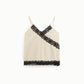 Top spalline sottili con inserti in pizzo