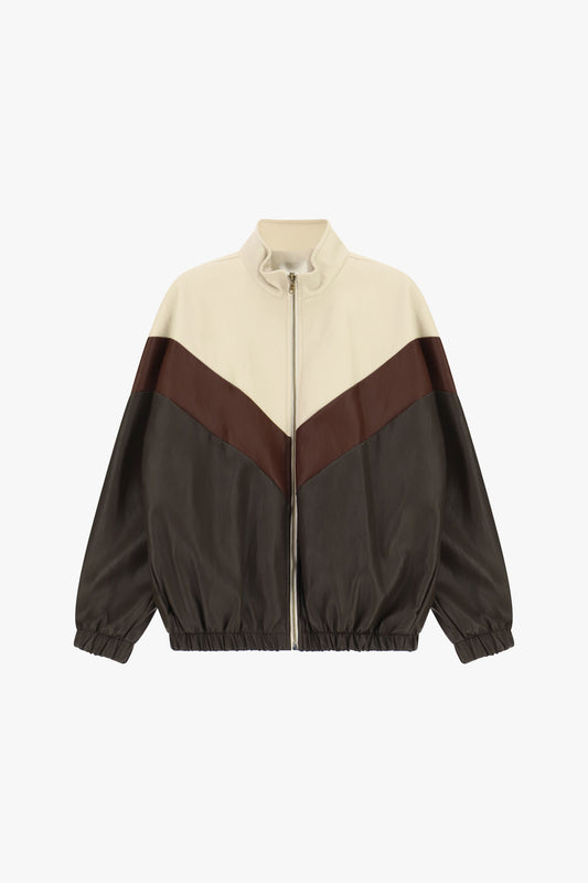 Bomber con motivo chevron e zip frontale