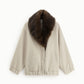 Cappotto corto con maxi collo effetto pelliccia