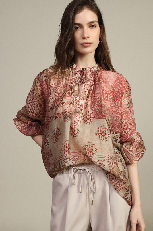Blusa ampia stampa paisley manica lunga