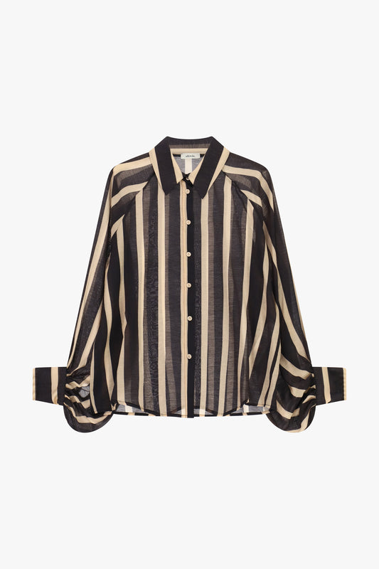 Camicia a righe con bottoni e maniche ampie