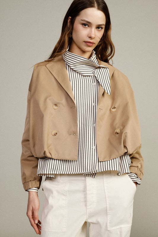 Bomber corto stile trench doppiopetto