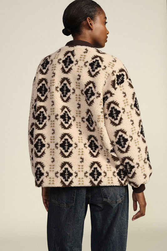 Bomber con motivo geometrico e zip frontale
