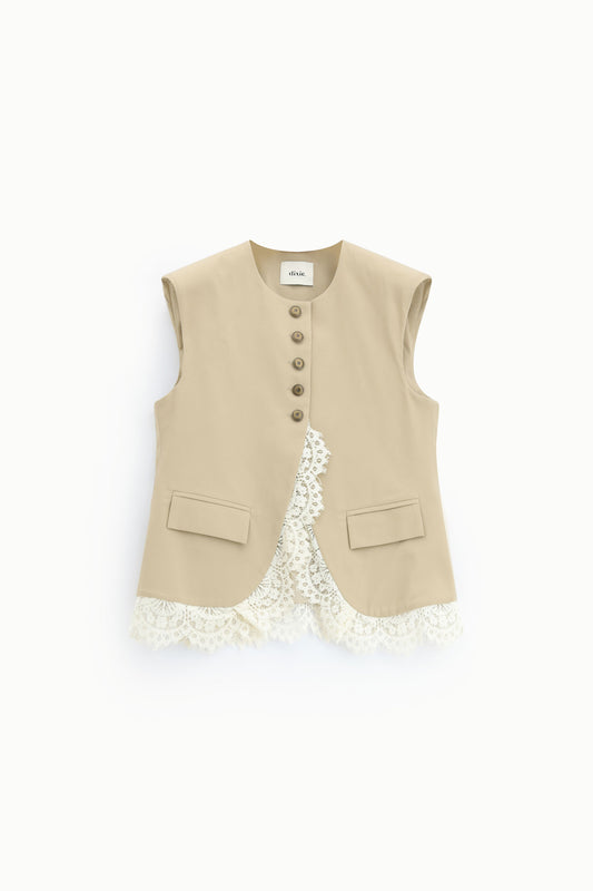 Gilet con bottoni e bordo in pizzo